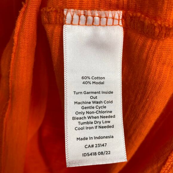 Talbots Top Women’s Medium Orange V-Neck Elastic Sleeve Feminine TradMom - Picture 4 of 7